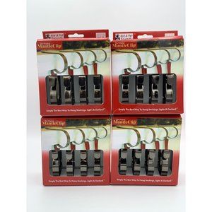 MantleClip 16 pack, Rubbed Bronze, Holiday Mantle Stocking Holder, Light, Garlan